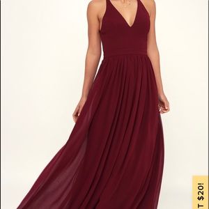 Love Spell Burgundy Lace-Back Maxi Dress